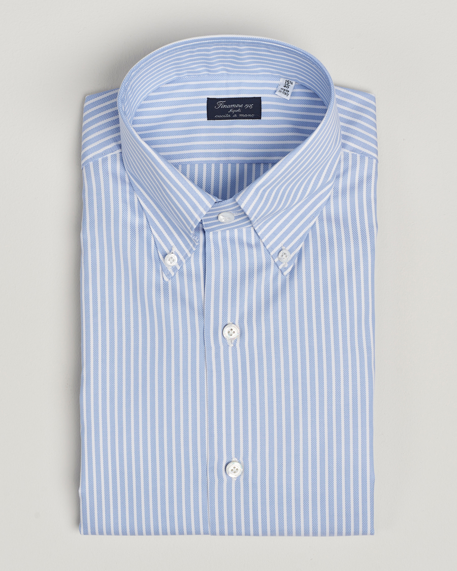 Herren | Hemden | Finamore Napoli | Milano Slim Oxford Button Down Shirt Blue Stripe