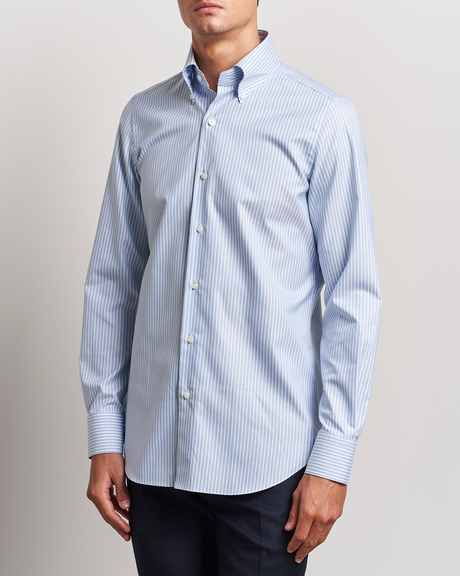 Herren | Hemden | Finamore Napoli | Milano Slim Oxford Button Down Shirt Blue Stripe