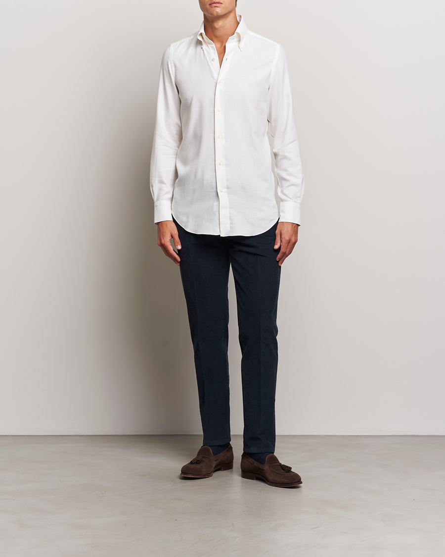 Herren | Hemden | Finamore Napoli | Milano Slim Cashmere BD Shirt White