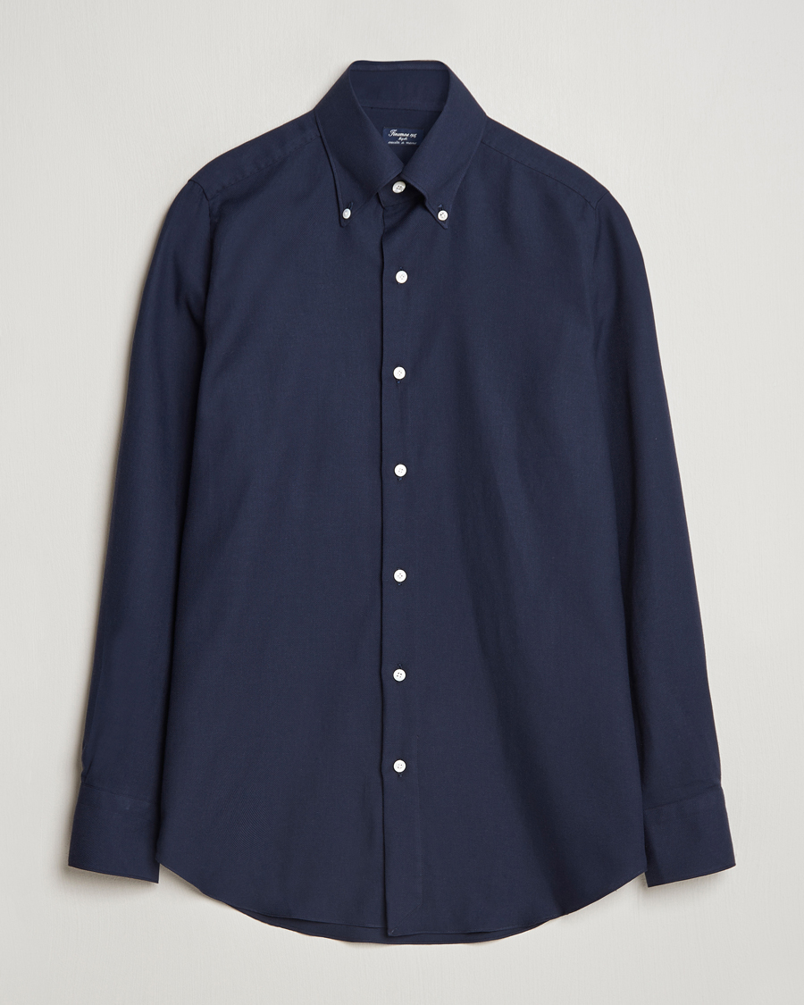 Herren | Hemden | Finamore Napoli | Milano Slim Cashmere BD Shirt Navy