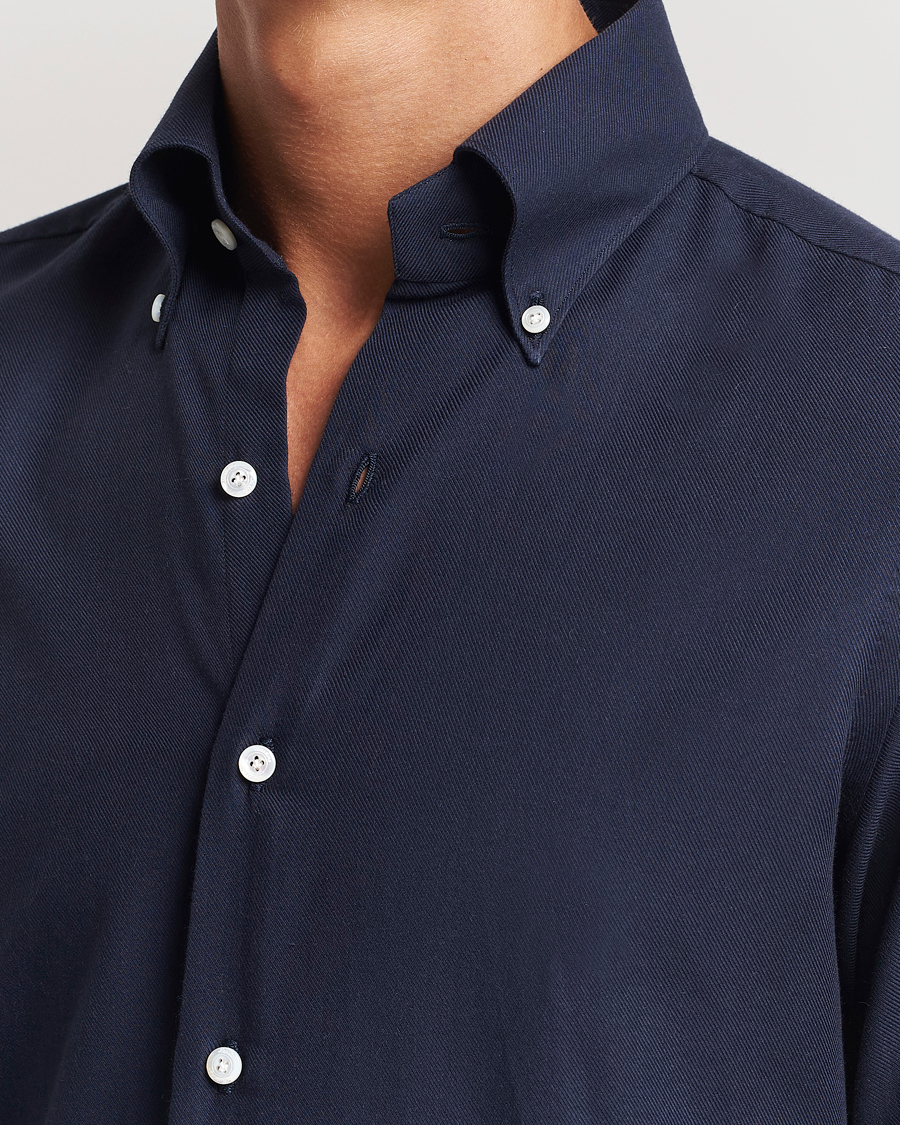 Herren | Hemden | Finamore Napoli | Milano Slim Cashmere BD Shirt Navy