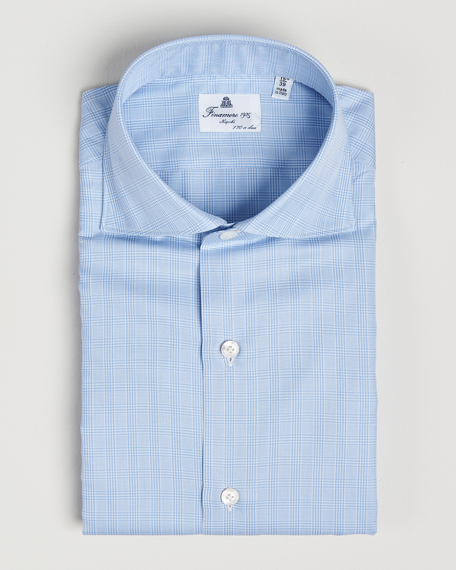 Herren | Hemden | Finamore Napoli | Milano Slim Giza 170 Dress Shirt Blue Check