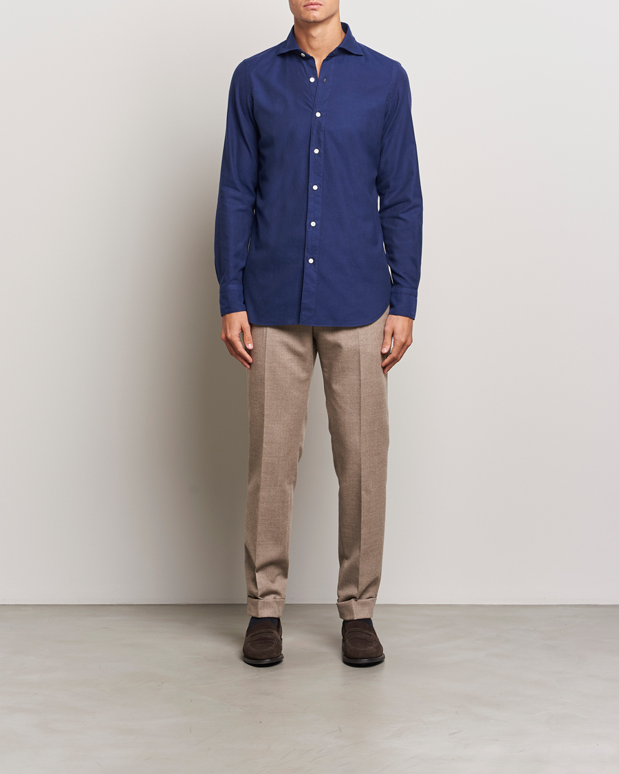 Herren | Hemden | Finamore Napoli | Gaeta Flannel Shirt Navy