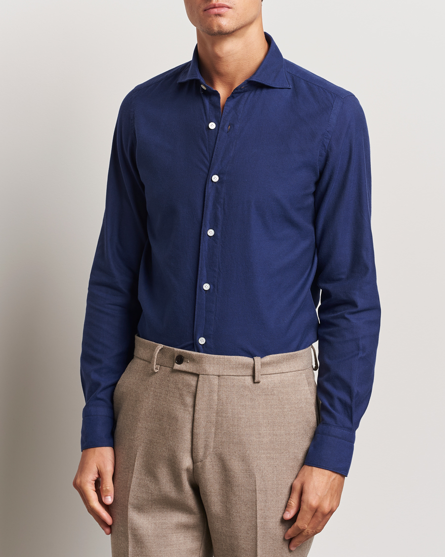 Herren | Hemden | Finamore Napoli | Gaeta Flannel Shirt Navy