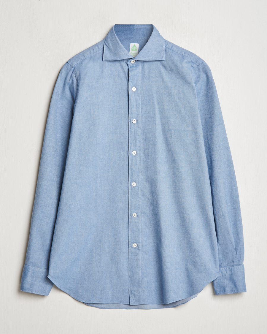 Herren | Hemden | Finamore Napoli | Gaeta Flannel Shirt Light Blue
