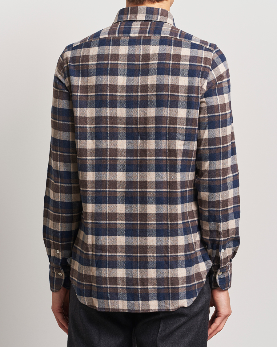 Herren | Hemden | Finamore Napoli | Gaeta Flannel Shirt Navy Check