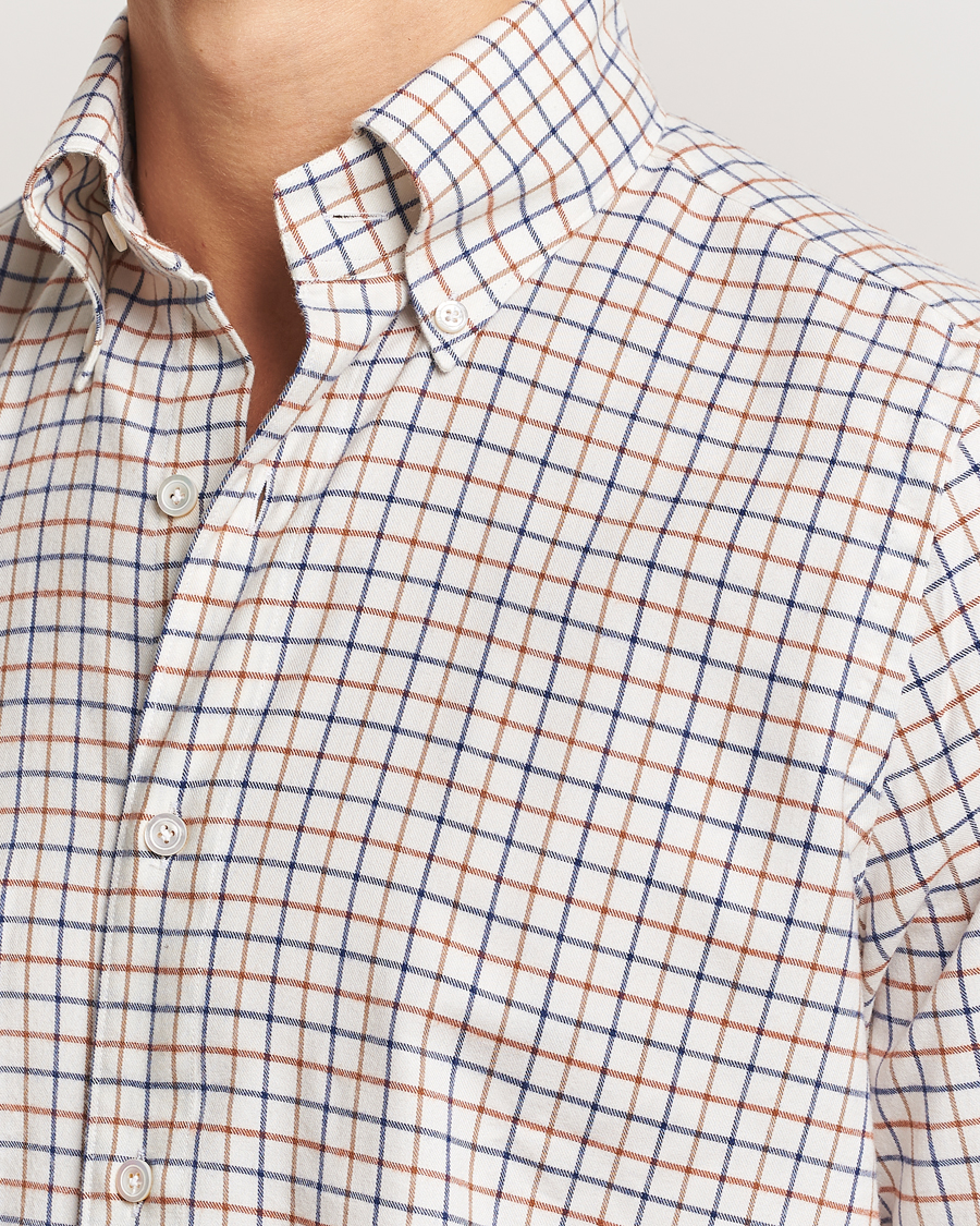 Herren | Hemden | Finamore Napoli | Gaeta Flannel Shirt Beige Check