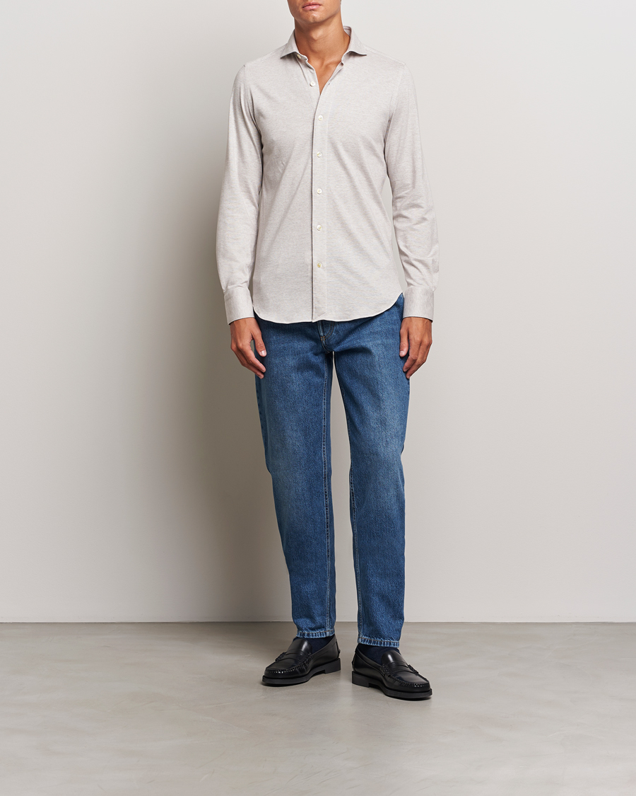 Herren | Hemden | Finamore Napoli | Cotton/Cashmere Jersey Shirt Beige