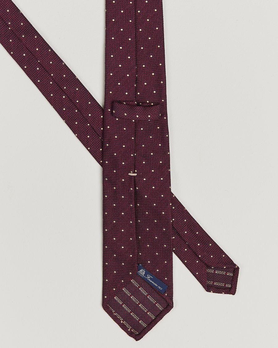 Herren | Finamore Napoli Wool/Silk Grenadine Dot Tie Burgundy | Finamore Napoli | Wool/Silk Grenadine Dot Tie Burgundy