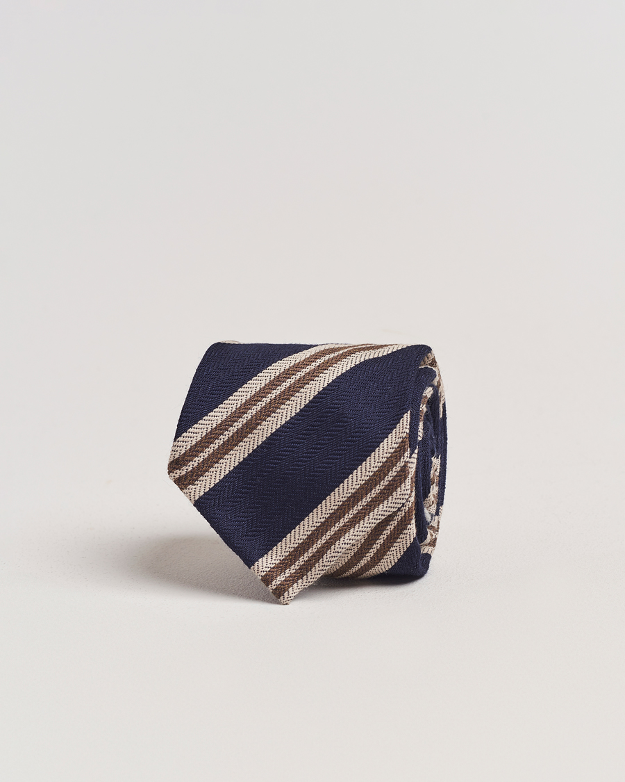 Herren | Finamore Napoli Wool/Silk Regimental Stripe Navy | Finamore Napoli | Wool/Silk Regimental Stripe Navy