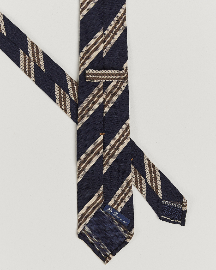 Herren | Finamore Napoli Wool/Silk Regimental Stripe Navy | Finamore Napoli | Wool/Silk Regimental Stripe Navy