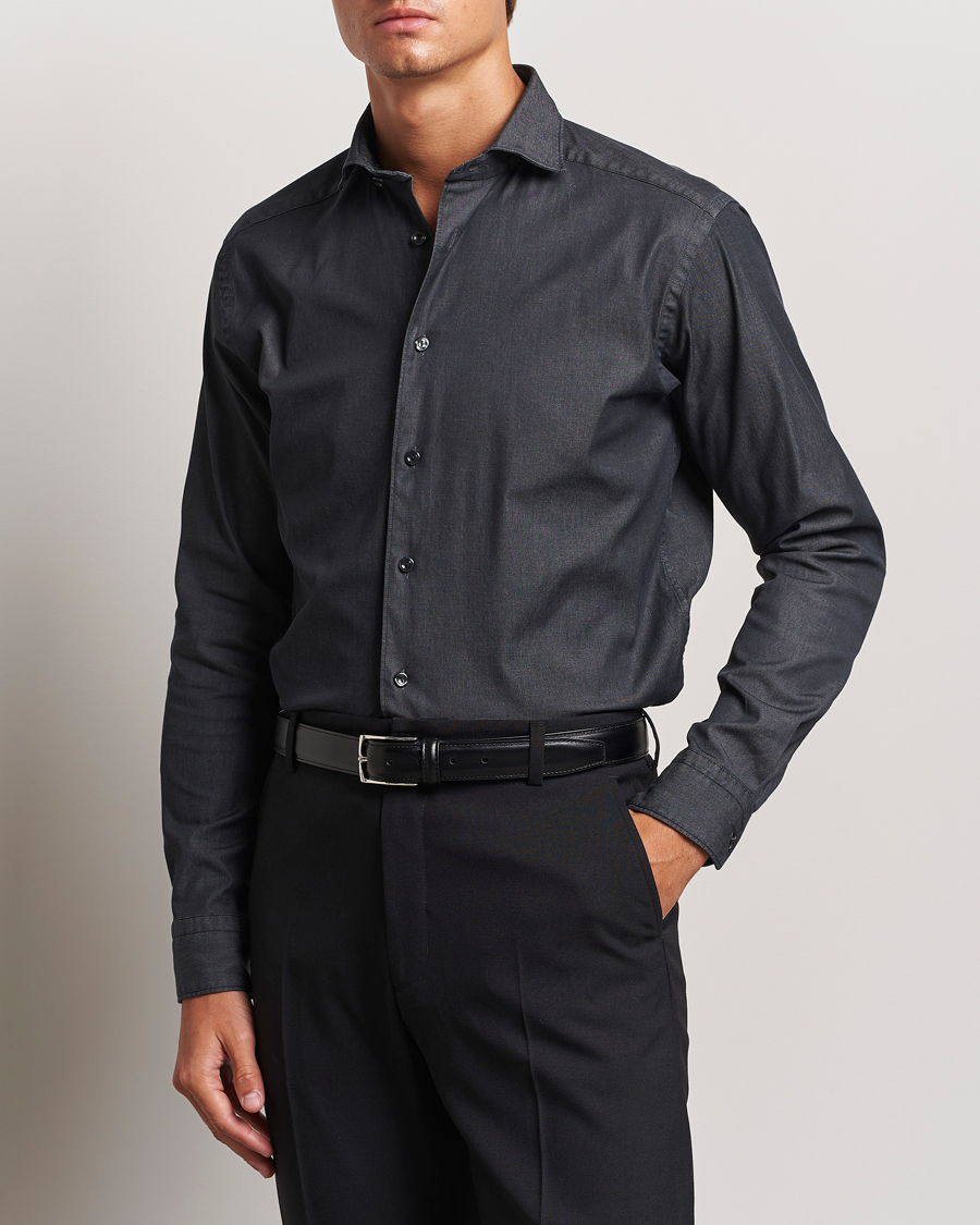 Herren | Hemden | Eton | Slim Fit Stretch Denim Shirt Black