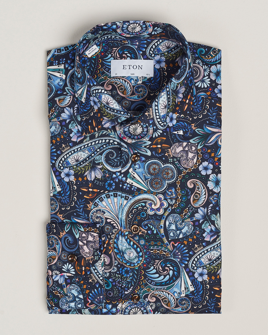 Herren | Hemden | Eton | Slim Fit Signature Twill Printed Shirt Navy