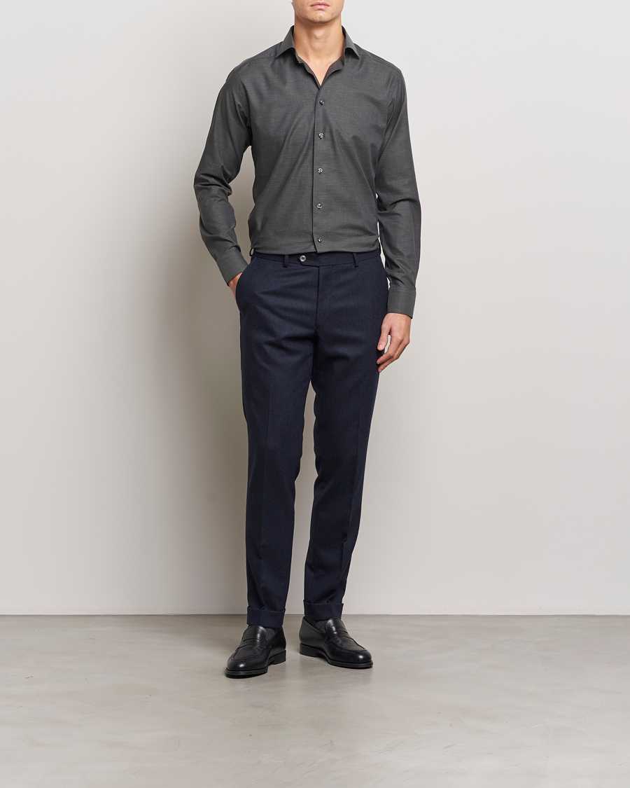 Herren | Hemden | Eton | Slim Fit Wrinkle Free Flannel Pepita Shirt Green