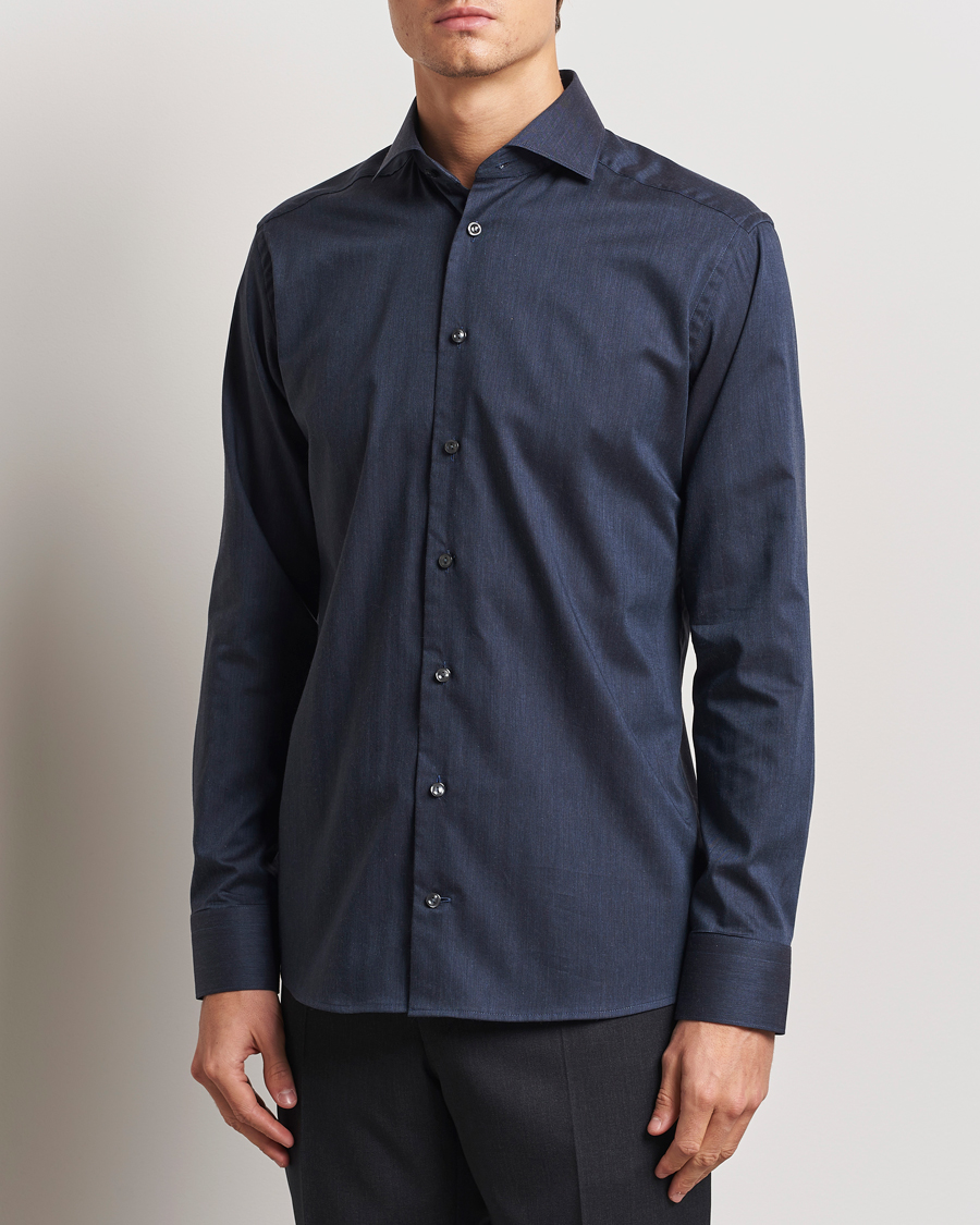 Herren | Hemden | Eton | Slim Fit Wrinkle Free Flannel Shirt Navy Blue