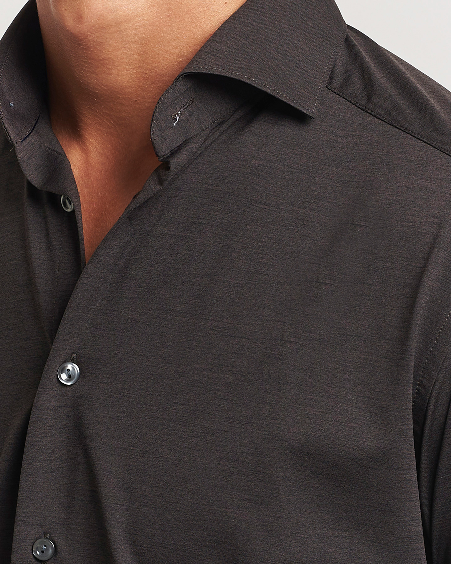 Herren | Hemden | Eton | Slim Fit Four Way Stretch Shirt Dark Brown