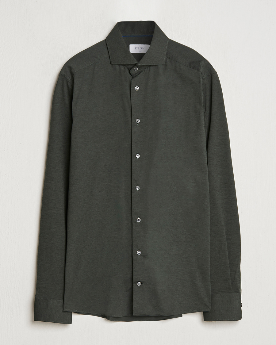 Herren | Hemden | Eton | Slim Fit Four Way Stretch Shirt Dark Green