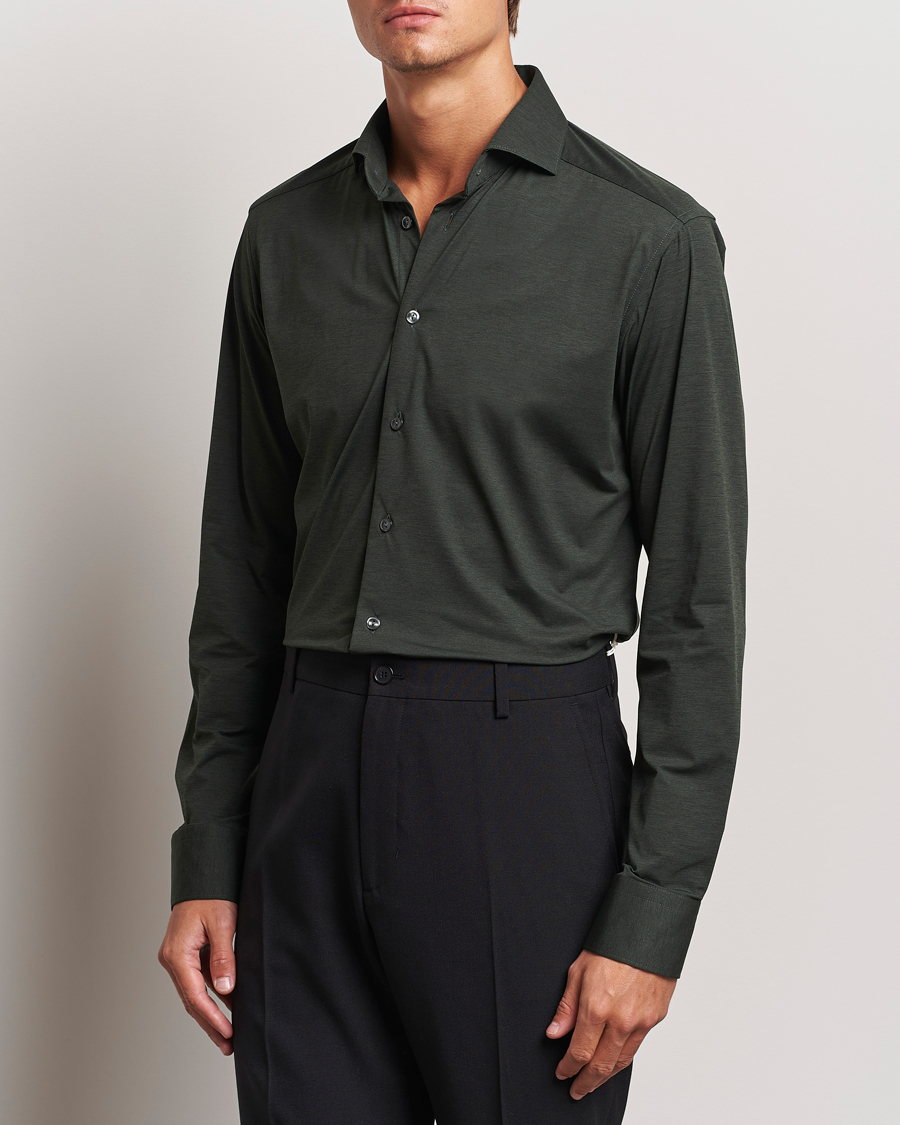 Herren | Hemden | Eton | Slim Fit Four Way Stretch Shirt Dark Green