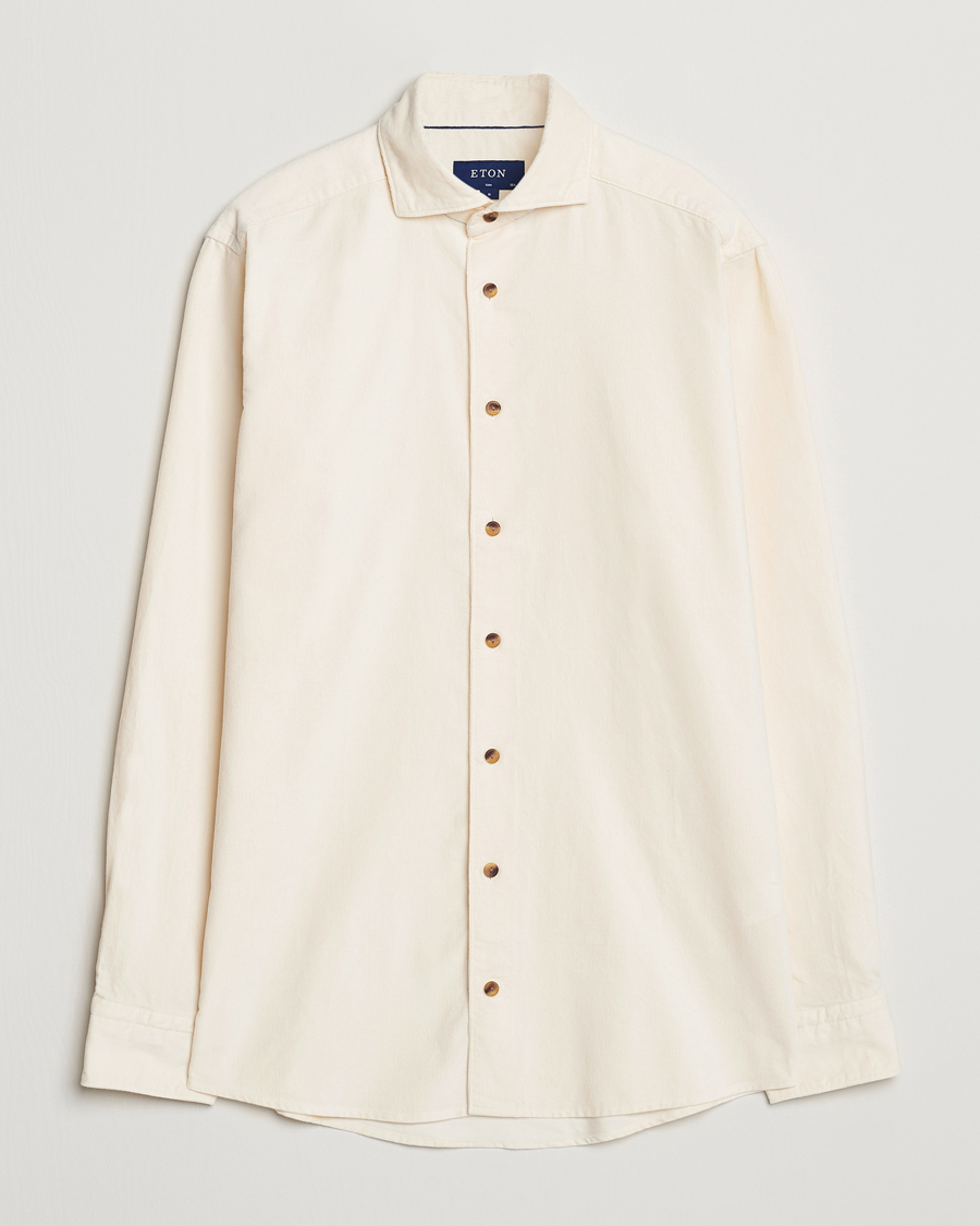 Herren | Hemden | Eton | Slim Fit Fine Wale Corduroy Shirt Off White