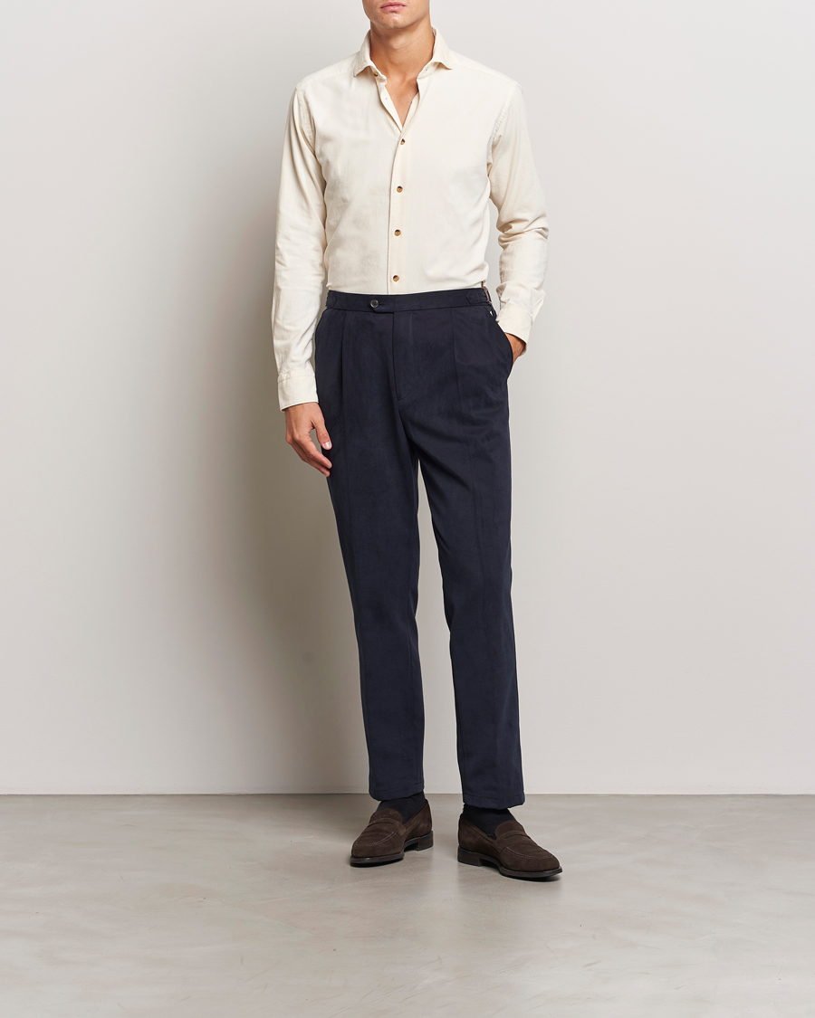 Herren | Hemden | Eton | Slim Fit Fine Wale Corduroy Shirt Off White