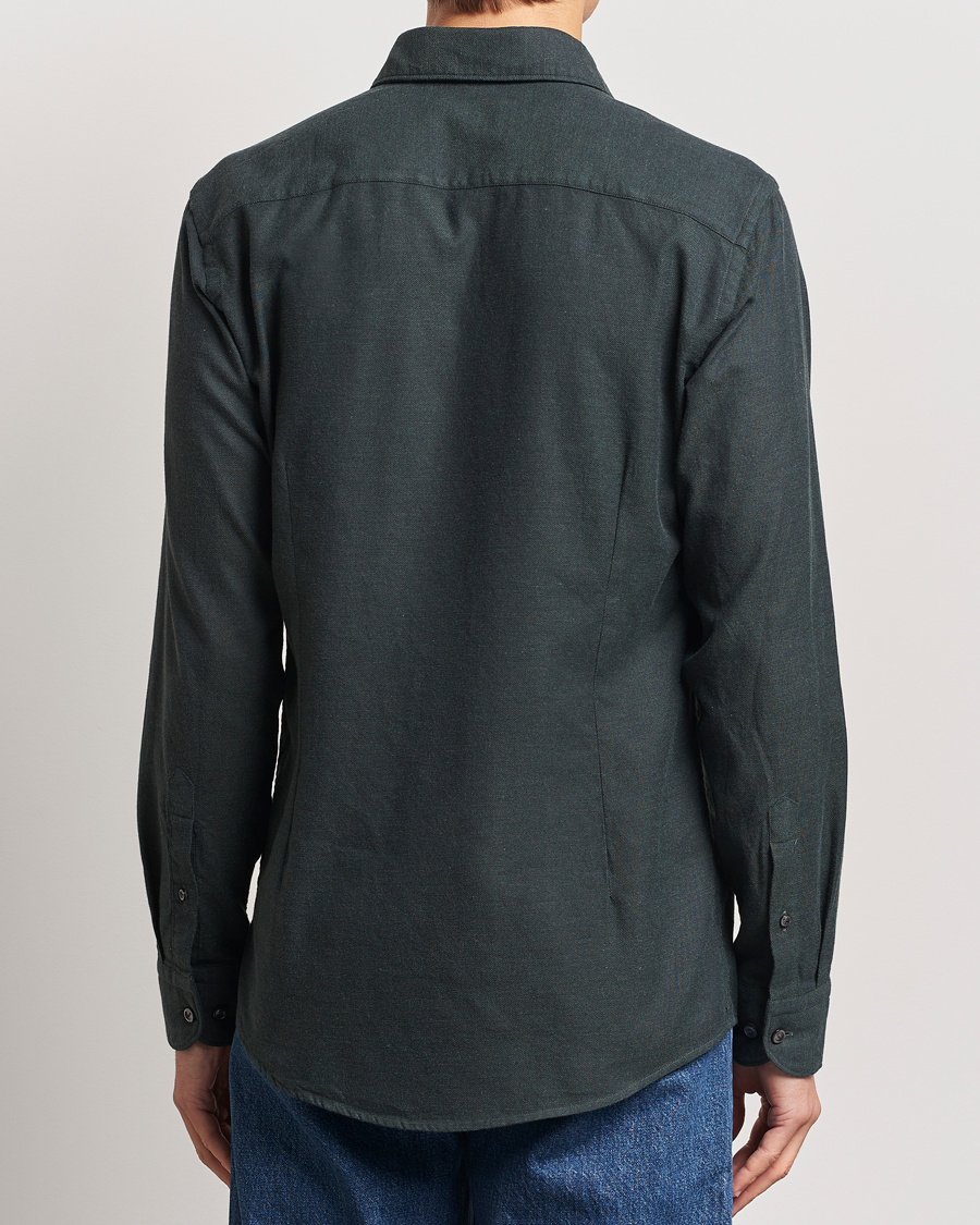 Herren | Hemden | Eton | Slim Fit Twill Flannel Shirt Dark Green