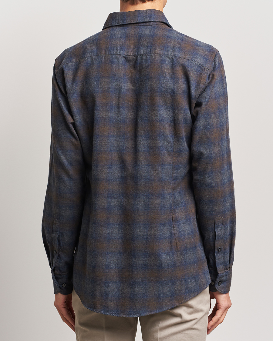 Herren | Hemden | Eton | Slim Fit Checked Flannel Shirt Navy Blue