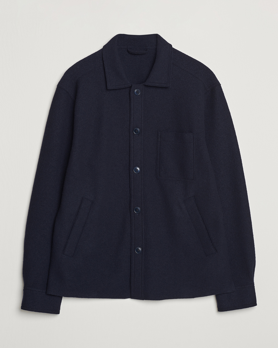 Herren | Hemden | Eton | Boiled Wool Overshirt Navy Blue