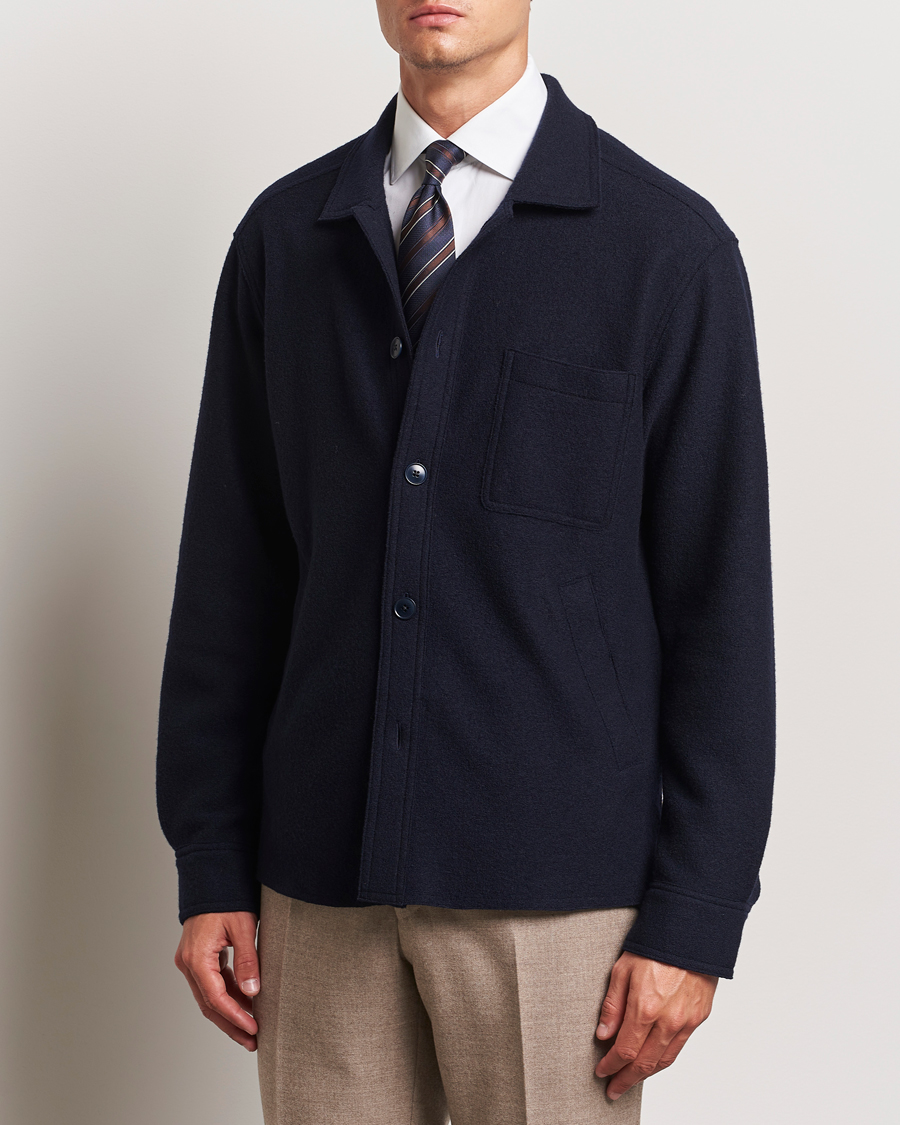 Herren | Hemden | Eton | Boiled Wool Overshirt Navy Blue