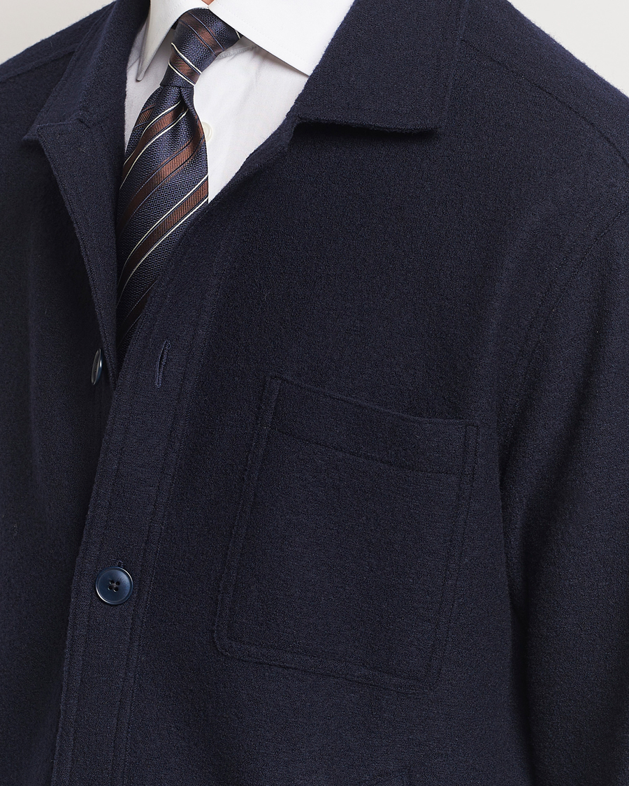 Herren | Hemden | Eton | Boiled Wool Overshirt Navy Blue