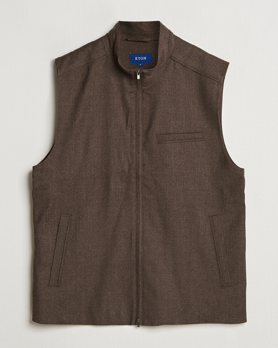 Herren | Jacken | Eton | Wool Flannel Vest Dark Brown