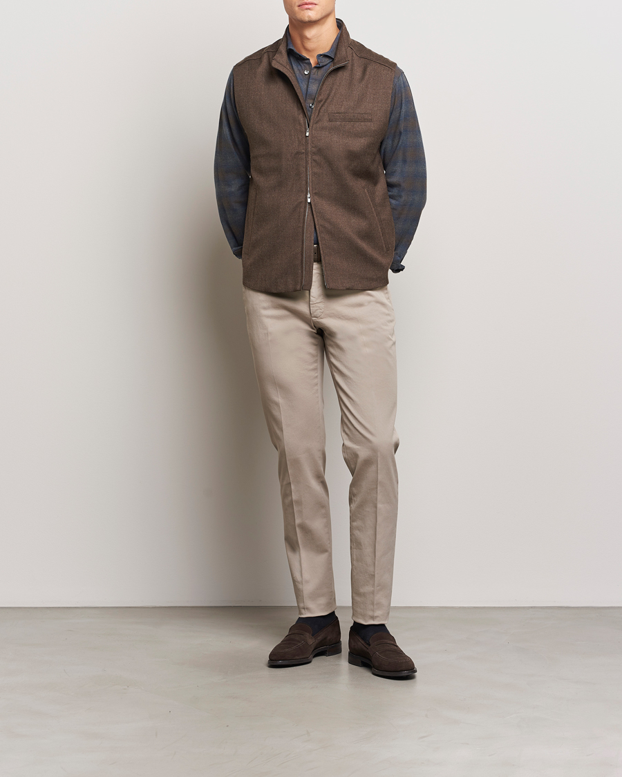 Herren | Jacken | Eton | Wool Flannel Vest Dark Brown