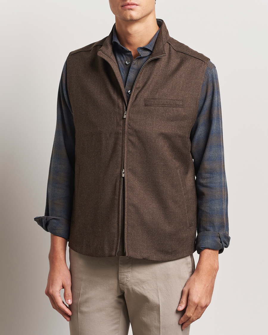 Herren | Jacken | Eton | Wool Flannel Vest Dark Brown