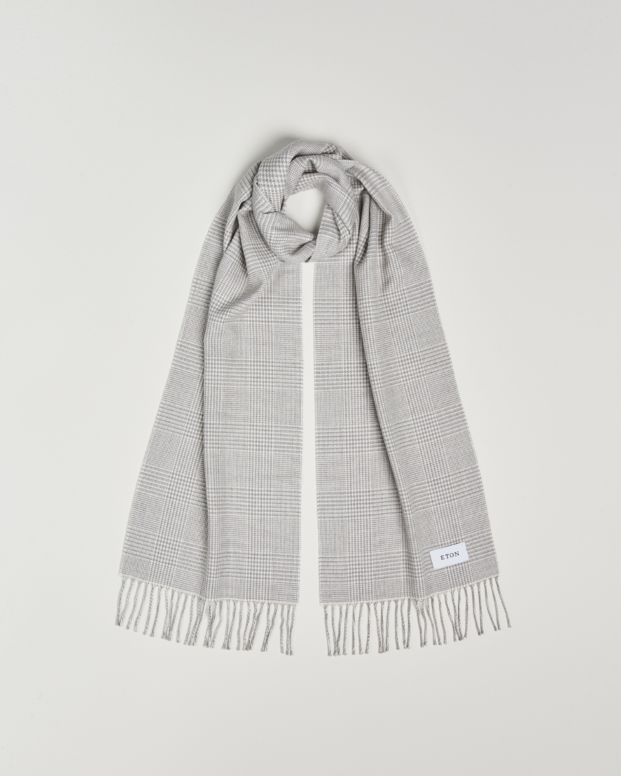 Herren | Eton Merino Wool Prince Of Wales Scarf Grey | Eton | Merino Wool Prince Of Wales Scarf Grey