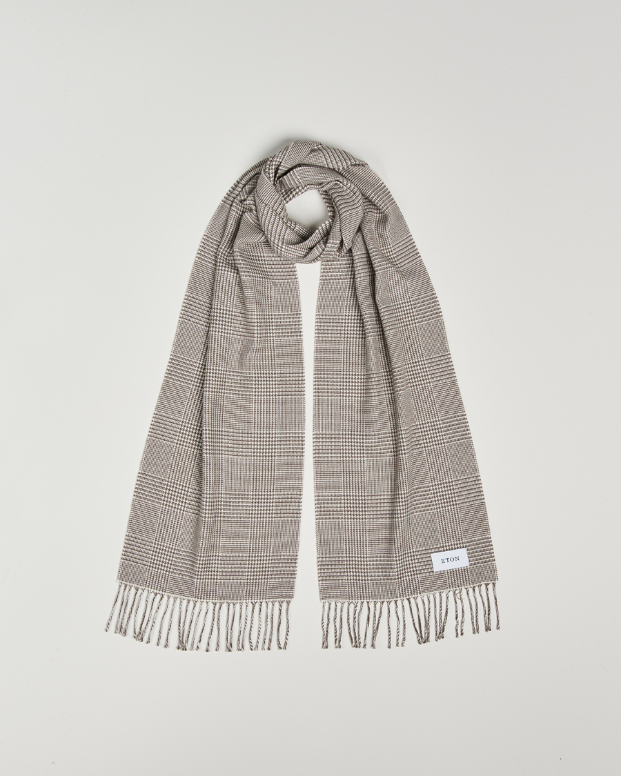 Herren | Eton Merino Wool Prince Of Wales Scarf Beige | Eton | Merino Wool Prince Of Wales Scarf Beige