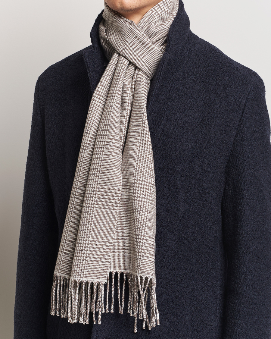 Herren | Eton Merino Wool Prince Of Wales Scarf Beige | Eton | Merino Wool Prince Of Wales Scarf Beige