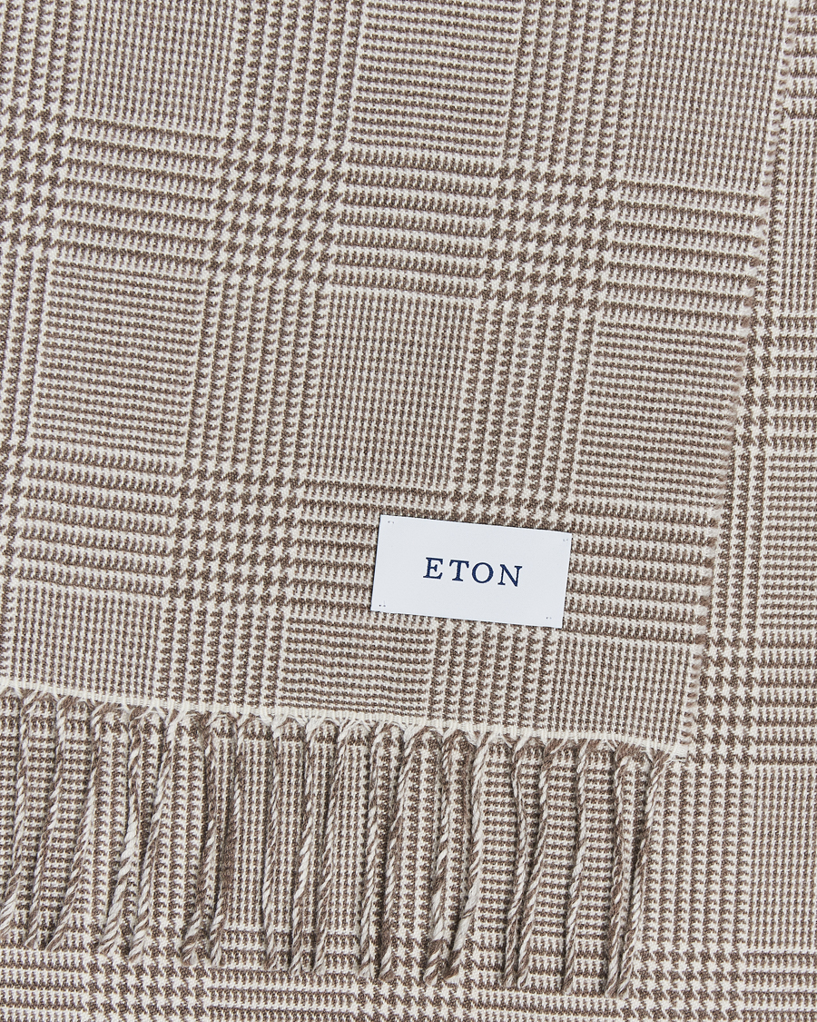 Herren | Eton Merino Wool Prince Of Wales Scarf Beige | Eton | Merino Wool Prince Of Wales Scarf Beige
