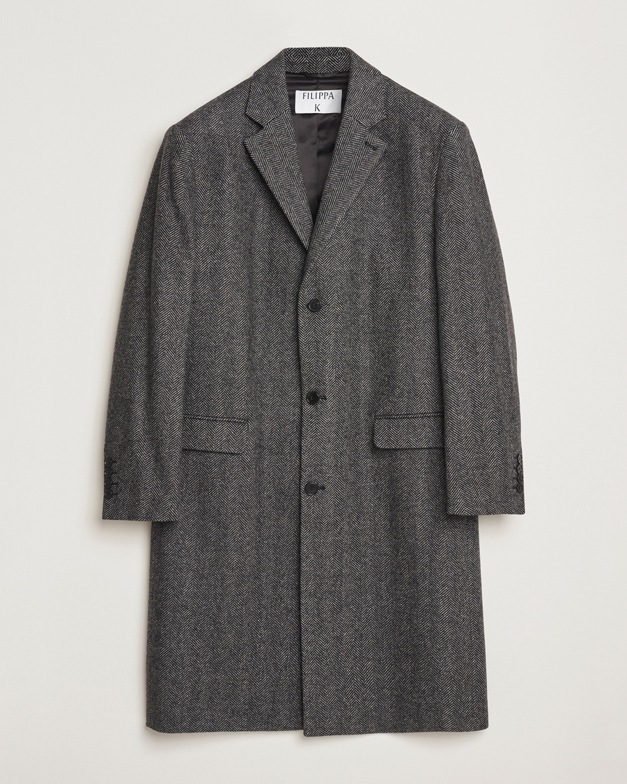 Herren | Jacken | Filippa K | Relaxed Wool Coat Grey Herringbone