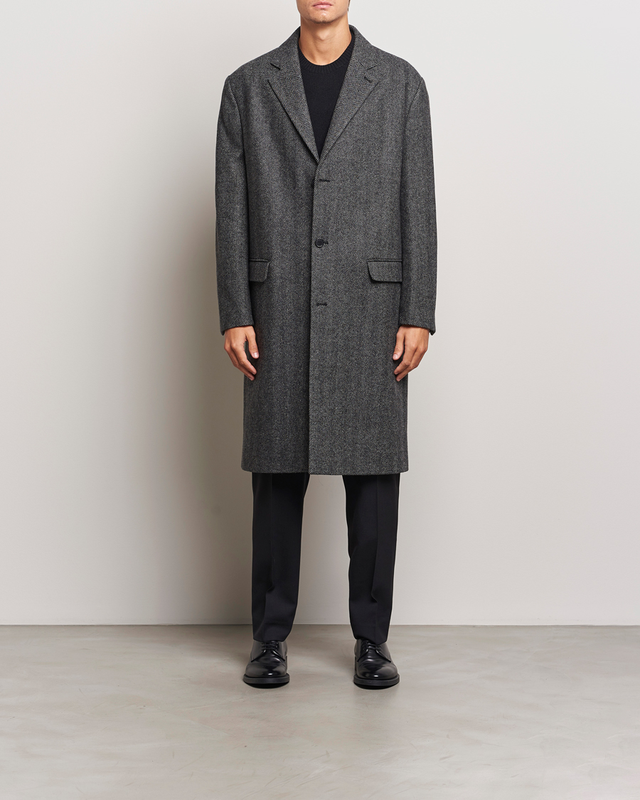 Herren | Jacken | Filippa K | Relaxed Wool Coat Grey Herringbone