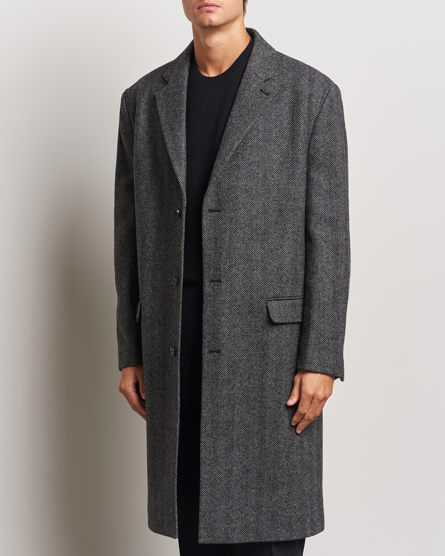 Herren | Jacken | Filippa K | Relaxed Wool Coat Grey Herringbone
