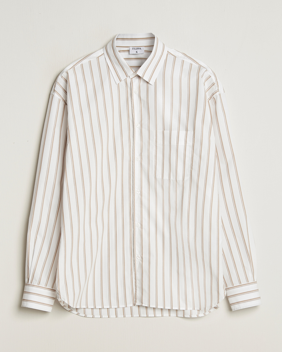 Herren | Hemden | Filippa K | Classic Relaxed Striped Shirt Light Brown/Canvas Beige