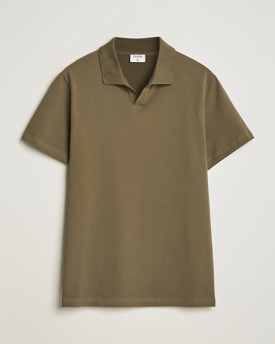Herren | Poloshirts | Filippa K | Soft Lycra Polo T-Shirt Dark Sage