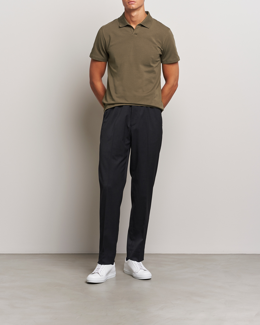 Herren | Poloshirts | Filippa K | Soft Lycra Polo T-Shirt Dark Sage