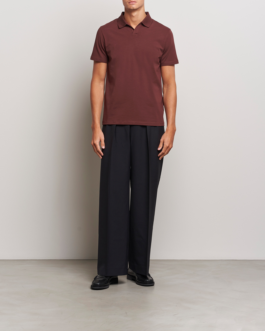 Herren | Poloshirts | Filippa K | Soft Lycra Polo T-Shirt Mahogany Brown