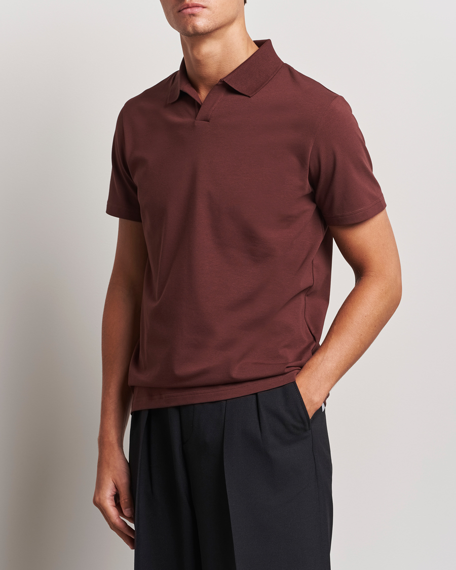 Herren | Poloshirts | Filippa K | Soft Lycra Polo T-Shirt Mahogany Brown