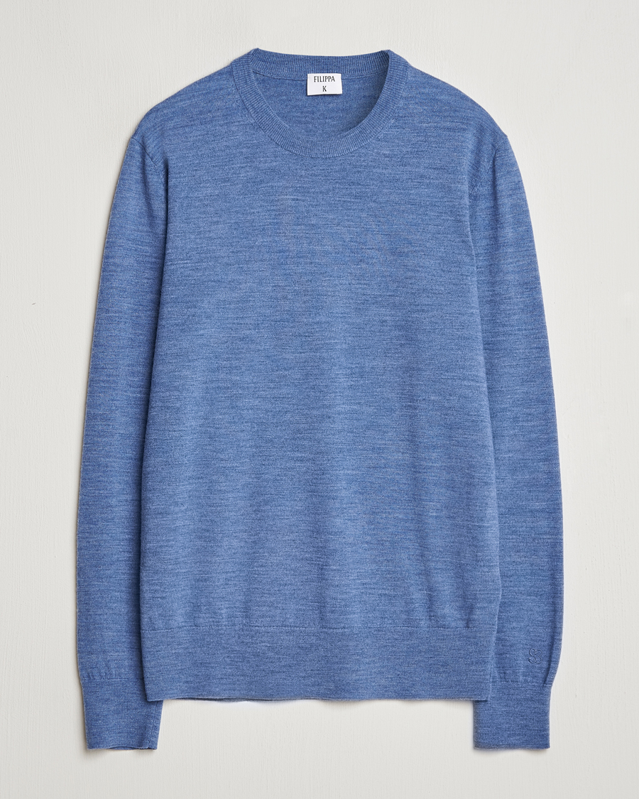Herren | Pullover | Filippa K | Merino Round Neck Sweater Blue Melange