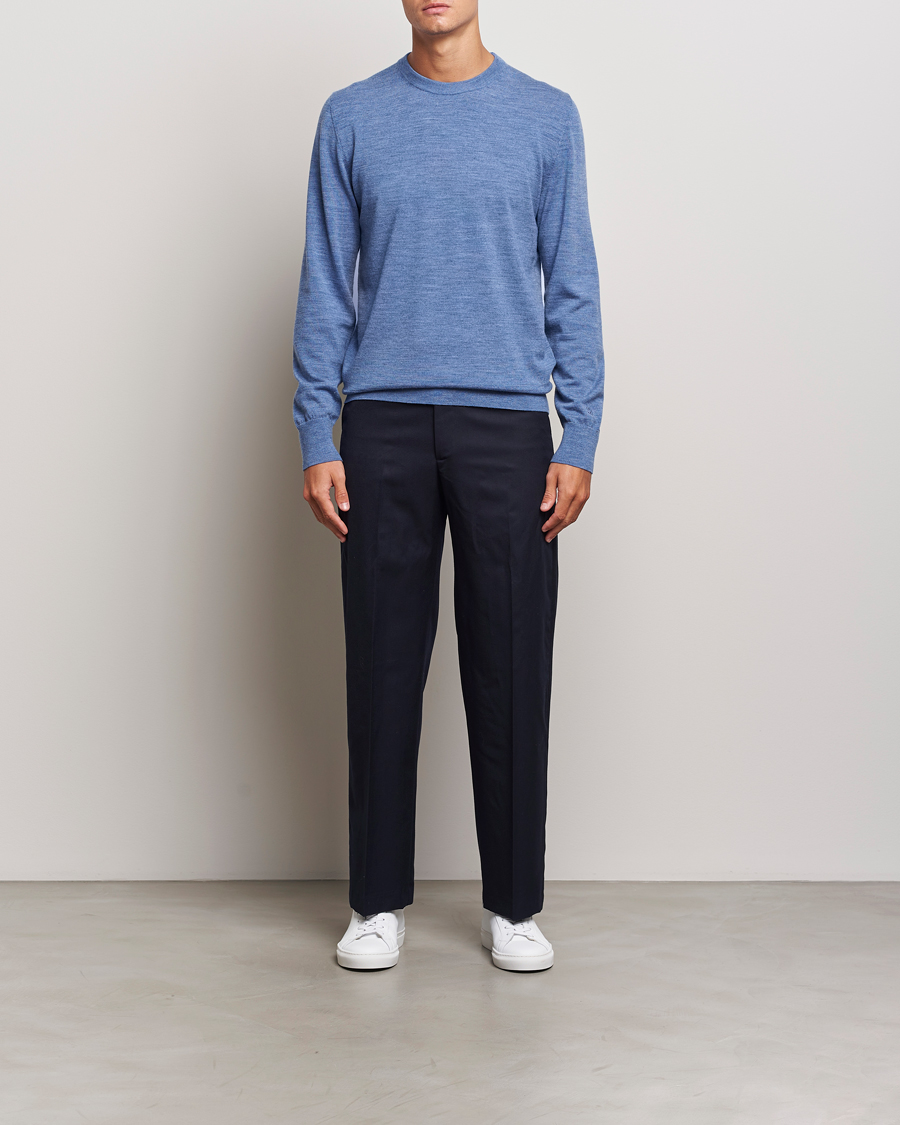 Herren | Pullover | Filippa K | Merino Round Neck Sweater Blue Melange