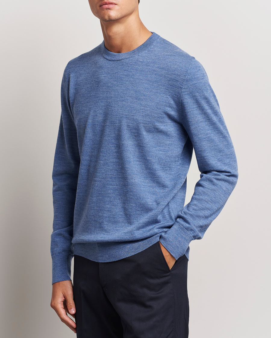 Herren | Pullover | Filippa K | Merino Round Neck Sweater Blue Melange
