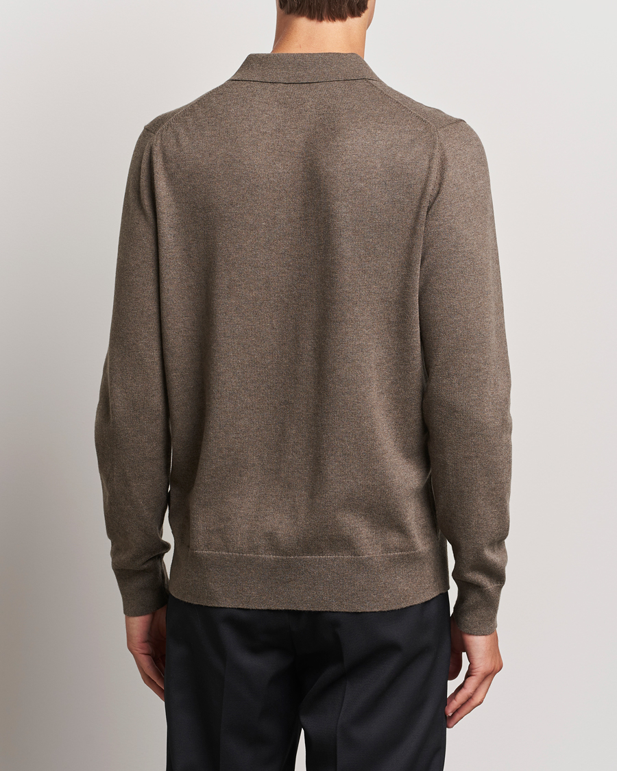 Herren | Pullover | Filippa K | Knitted Polo Shirt Dark Sage Melange