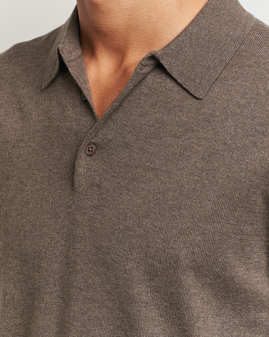 Herren | Pullover | Filippa K | Knitted Polo Shirt Dark Sage Melange