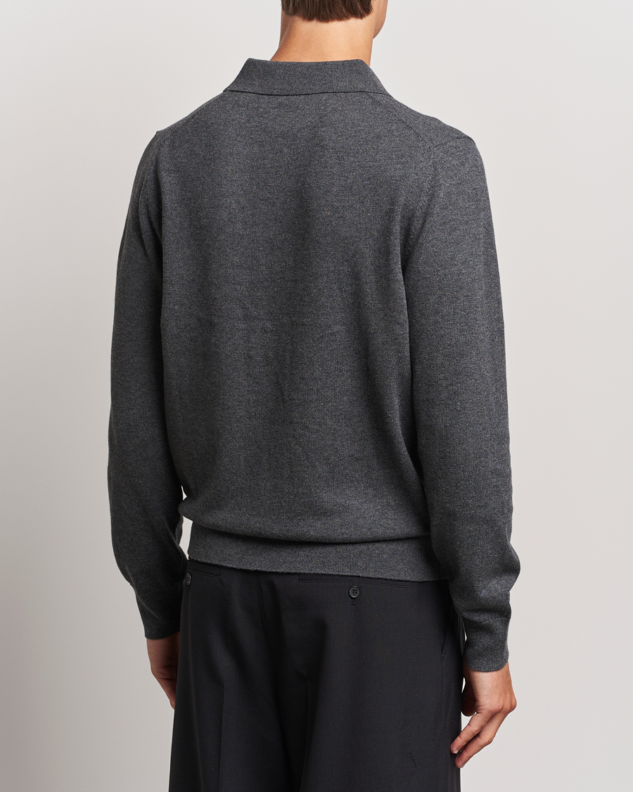 Herren | Pullover | Filippa K | Knitted Polo Shirt Dark Grey Melange